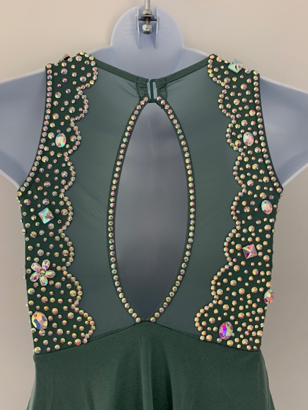 Sage Green Rhinestone Dance Dress: Child Size 6/6X - Picture 7 of 8